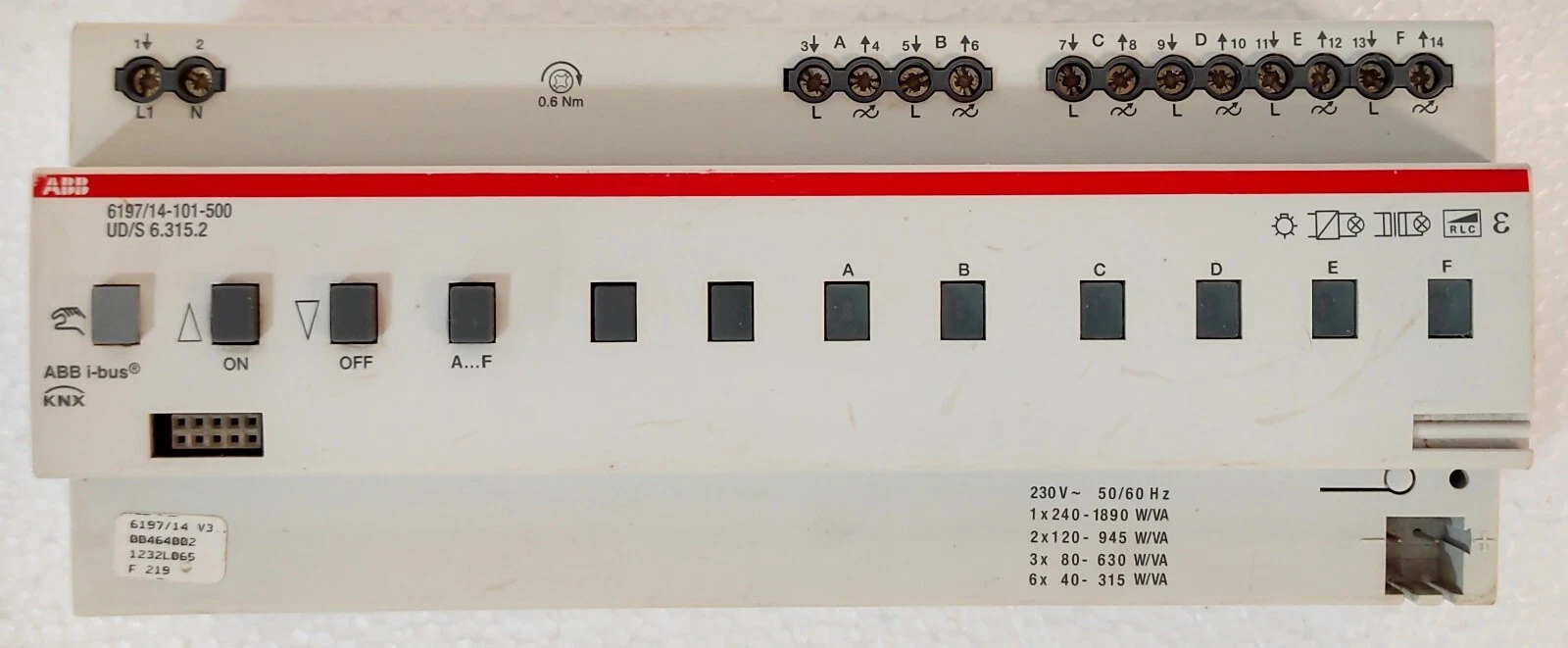 ABB i-Bus KNX 6197/14-101-50 Universal Dimming Actuator UD/S 6.315.2